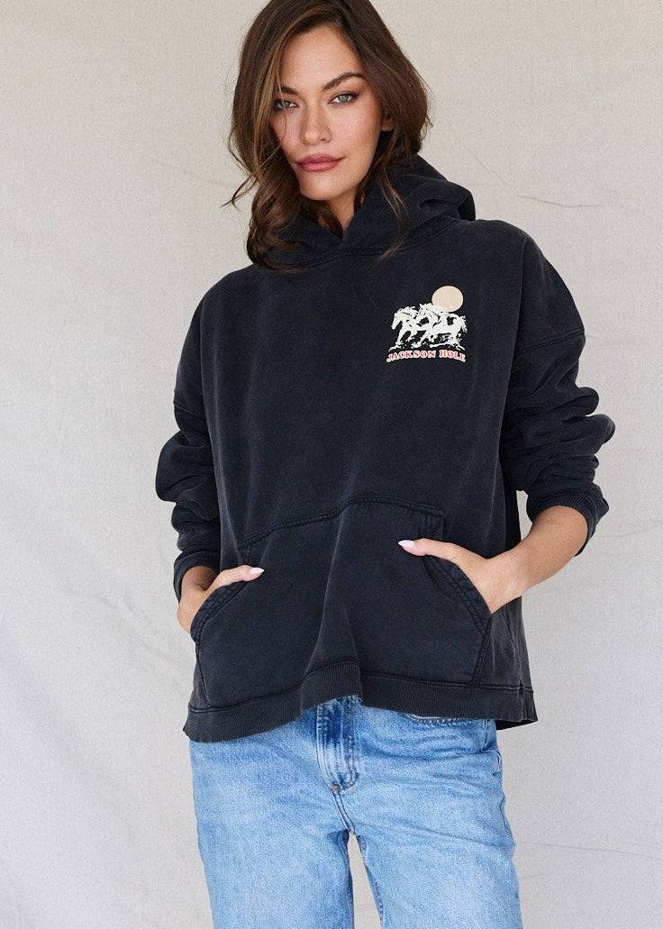 Sunfaded Black Hoodie | Jackson Wild