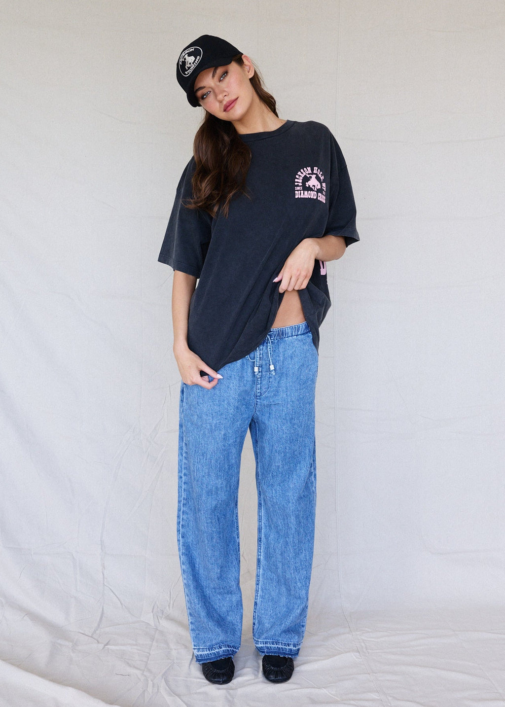 Sun Faded Black & Dusty Rose | Buckin Tee