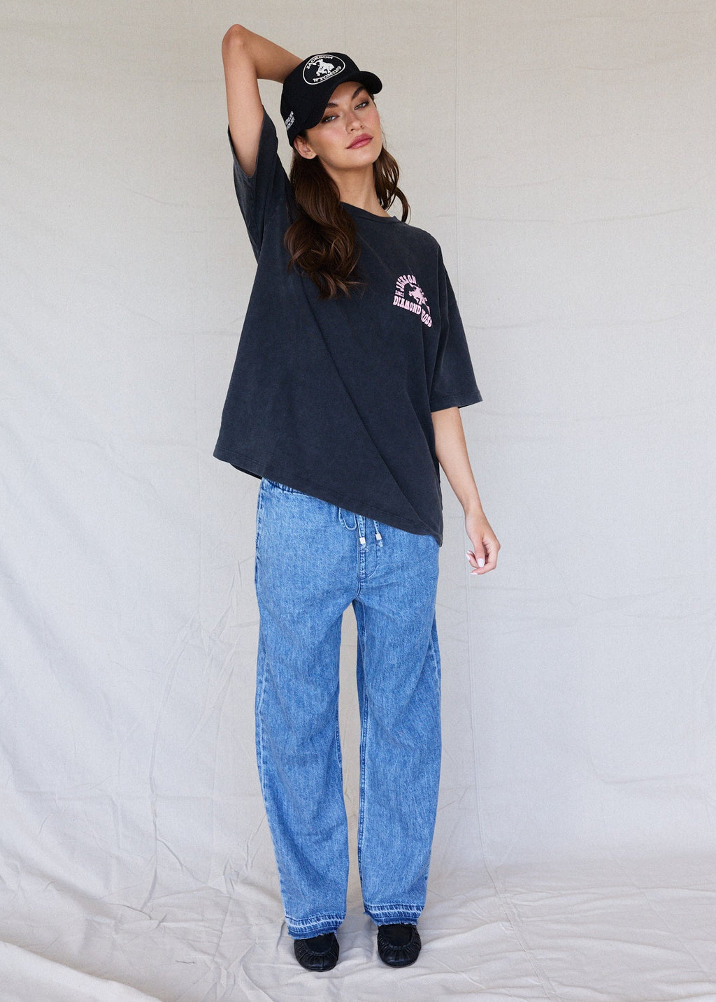 Sun Faded Black & Dusty Rose | Buckin Tee
