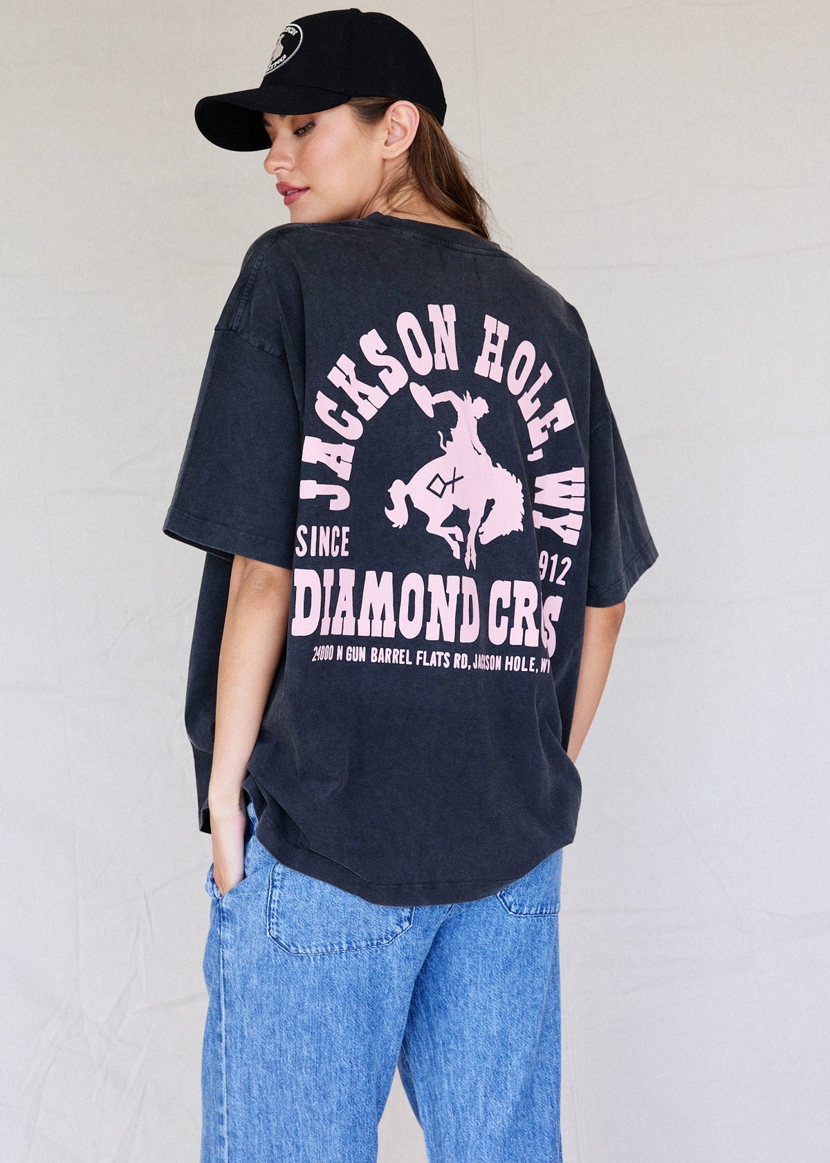 Sun Faded Black & Dusty Rose | Buckin Tee
