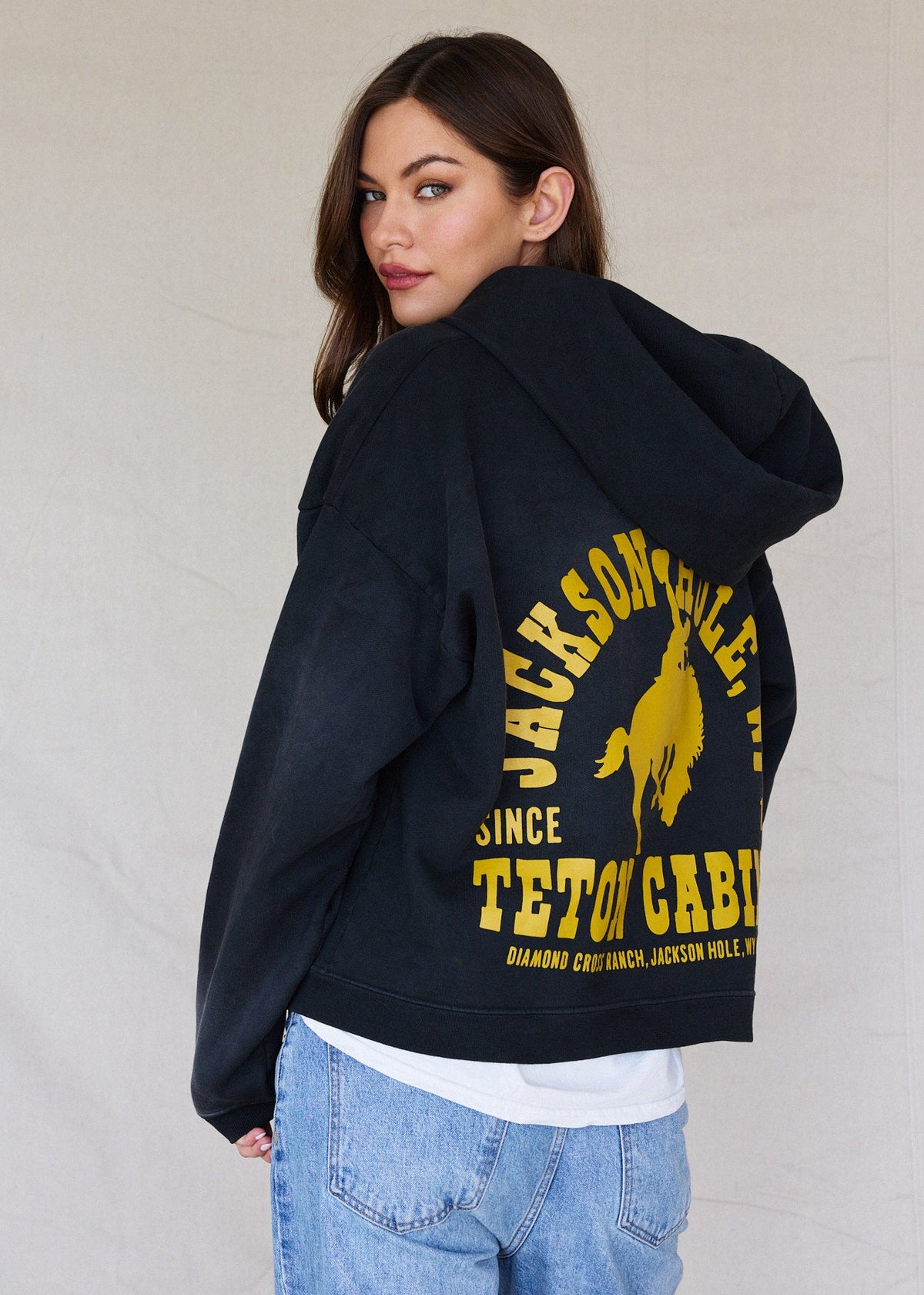 Black - Yellow Buckin | Sun Faded Zip Hoodies