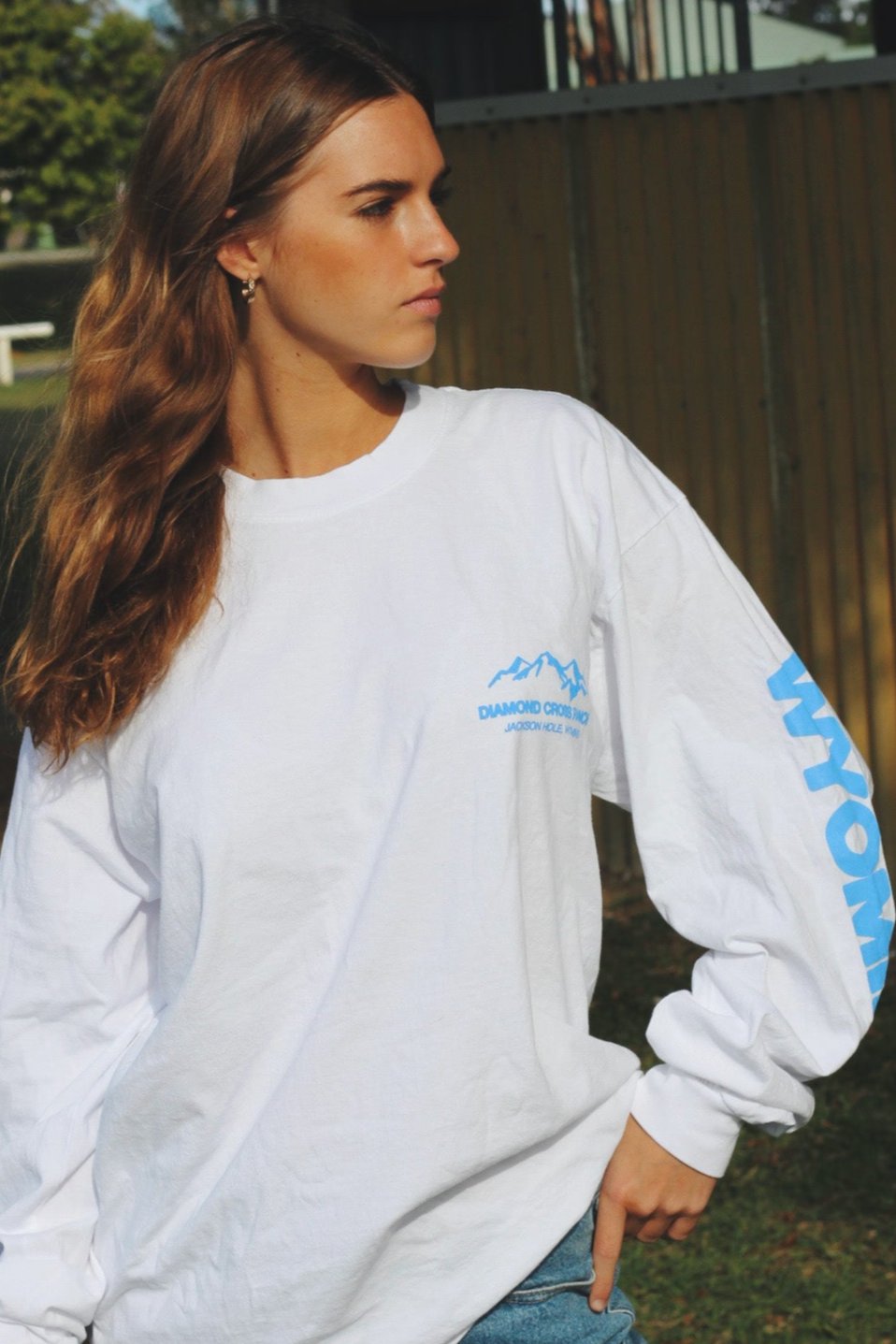 White | Diamond cross ranch Trailblazer Longsleeve tees
