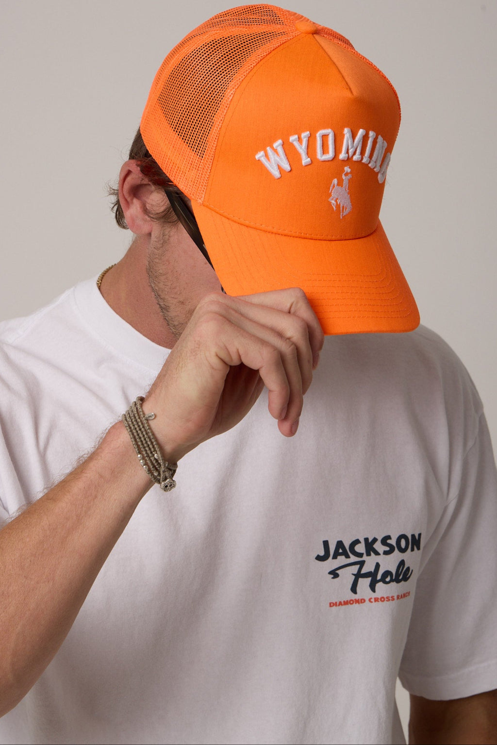 Hunter Orange | Diamond cross ranch Wyoming Trucker cap