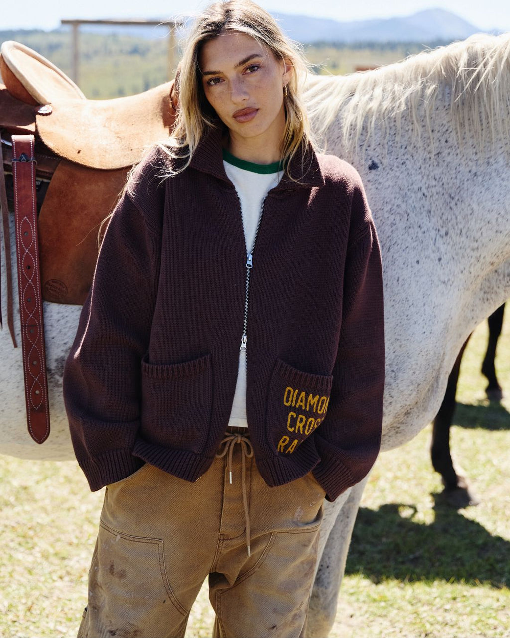 Brown & Yellow (Preorder) | Wyoming Zip Sweater (Preorder)