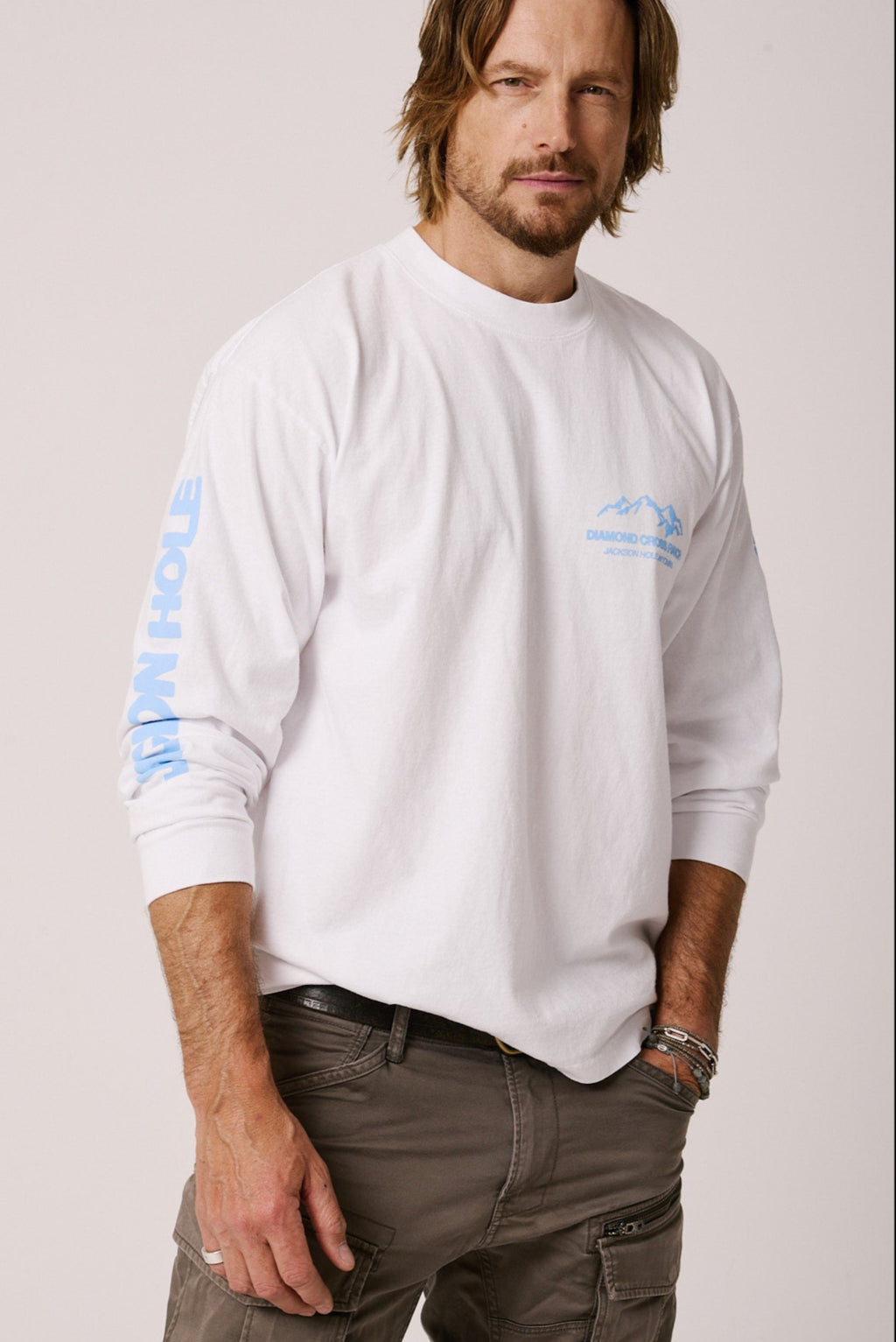 White | Diamond cross ranch Trailblazer Longsleeve tees