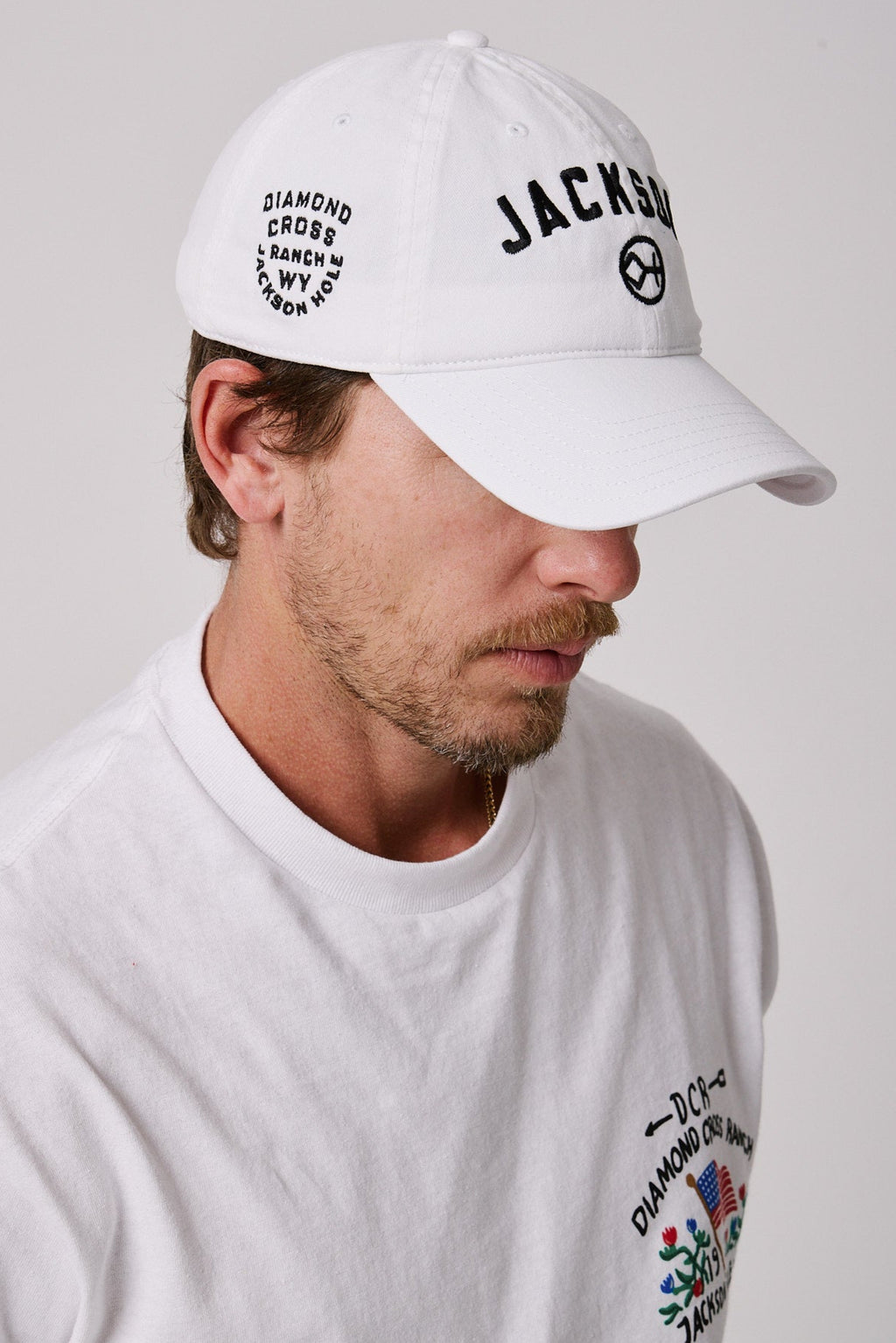 White Jackson Hole | Diamond cross ranch dad caps