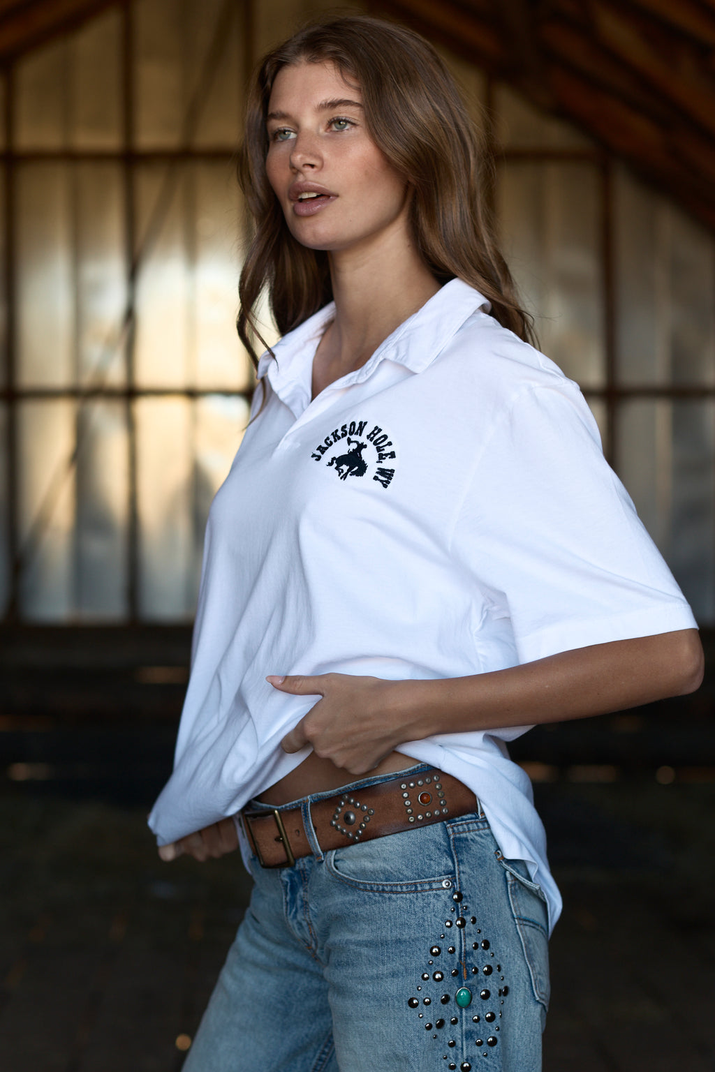 White Unisex Polo | Jackson Hole Preppy Polo