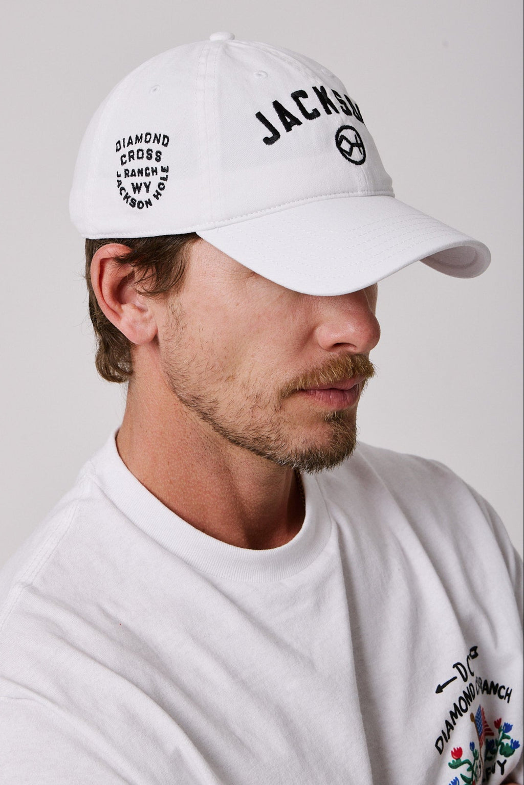 White Jackson Hole | Diamond cross ranch dad caps
