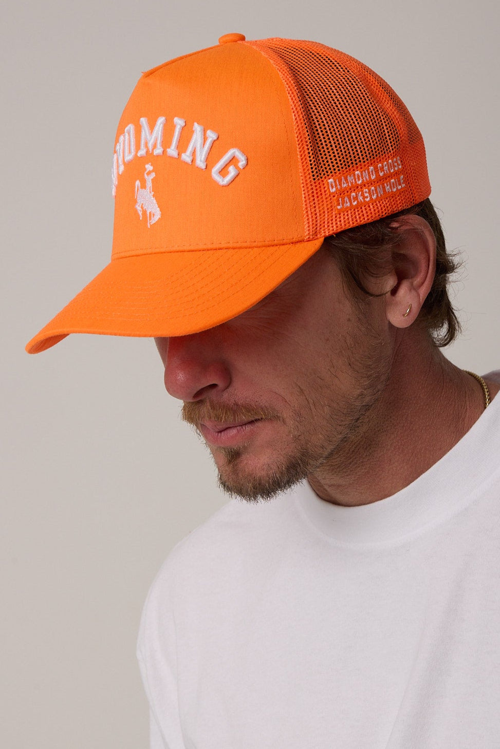 Hunter Orange | Diamond cross ranch Wyoming Trucker cap