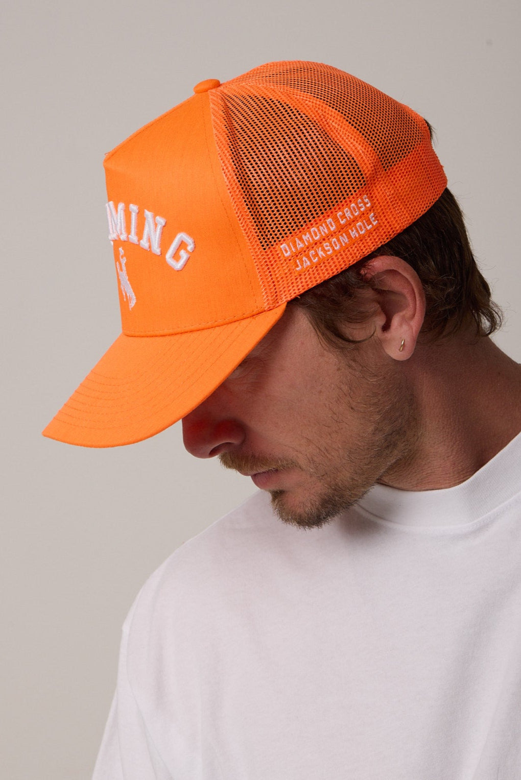 Hunter Orange | Diamond cross ranch Wyoming Trucker cap