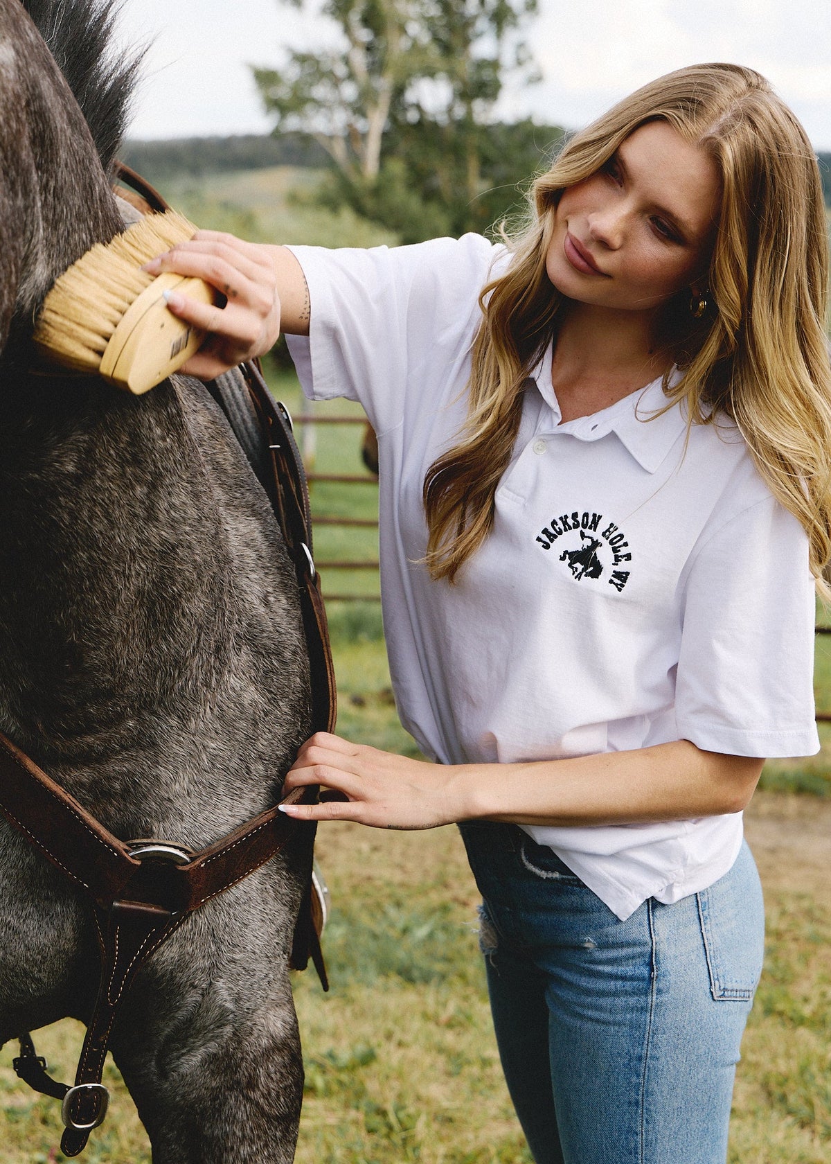 White Unisex Polo | Jackson Hole Preppy Polo