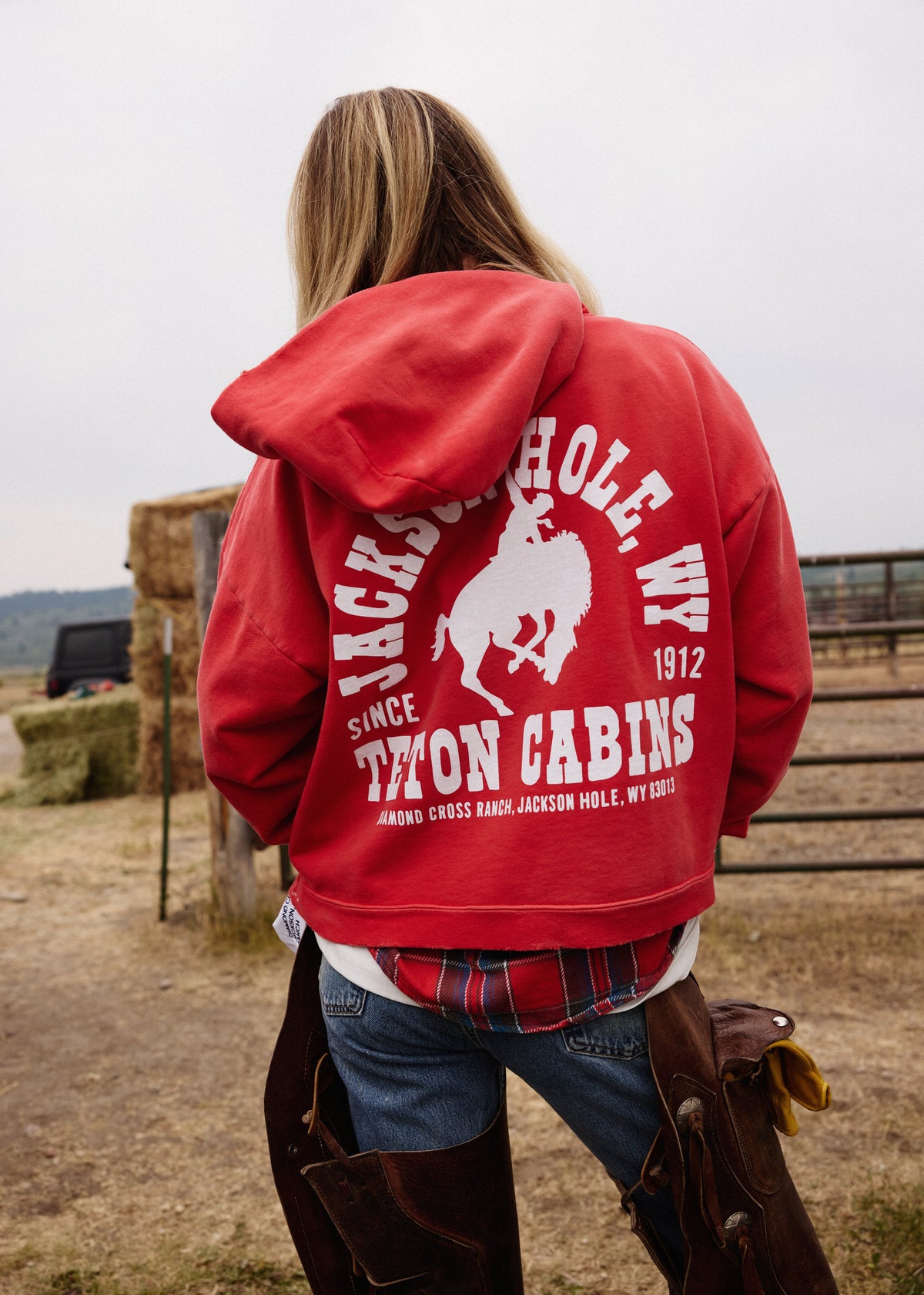 Red Buckin w Paint Distressed | The Outlaw Hoodie