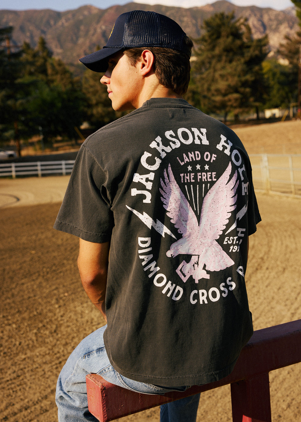 Black Distressed | Diamond Cross Ranch Hi Flyer T-Shirt
