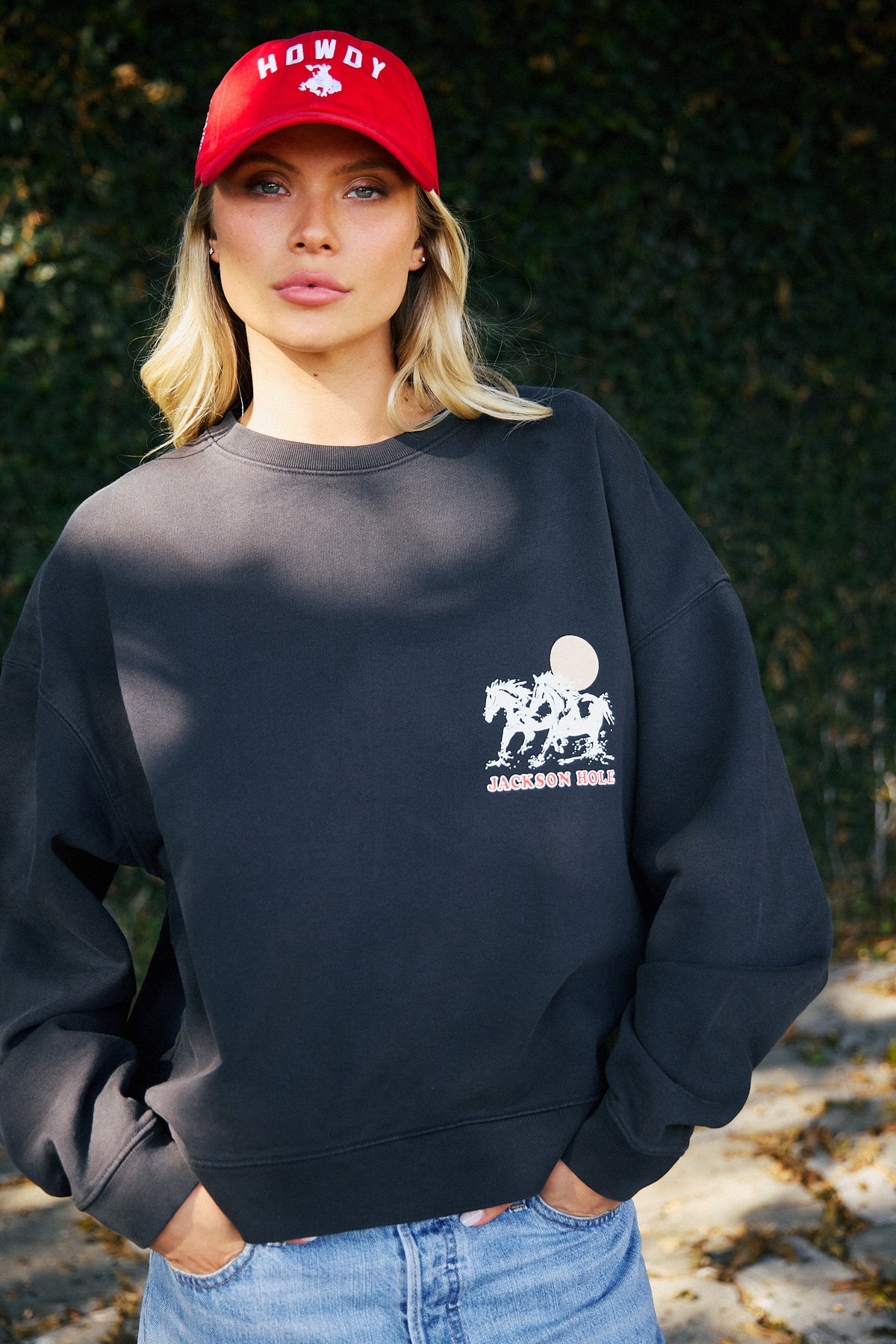 Midnight Black Crewneck | Diamond cross ranch Jackson Wild Sweatshirt