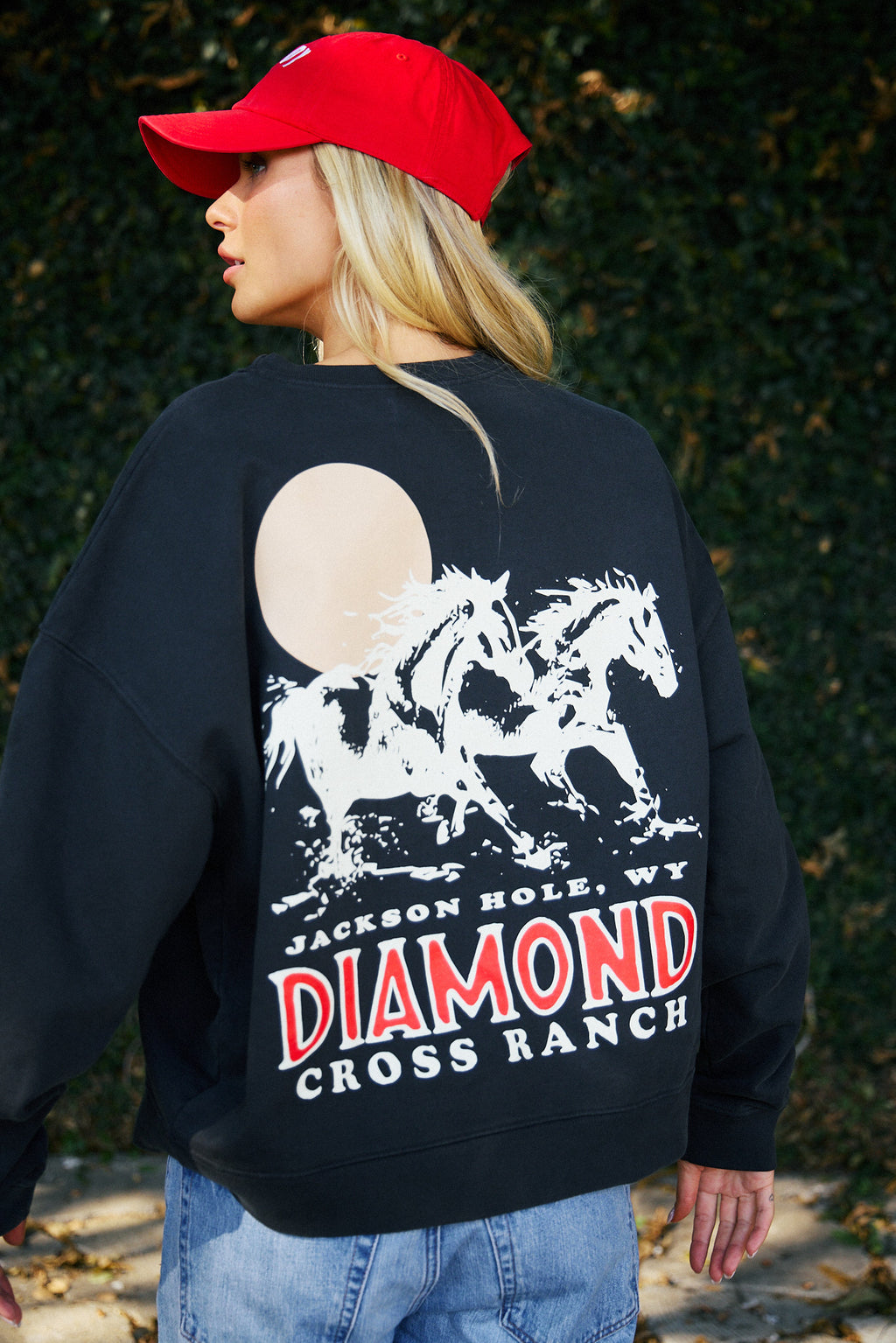 Midnight Black Crewneck | Diamond cross ranch Jackson Wild Sweatshirt