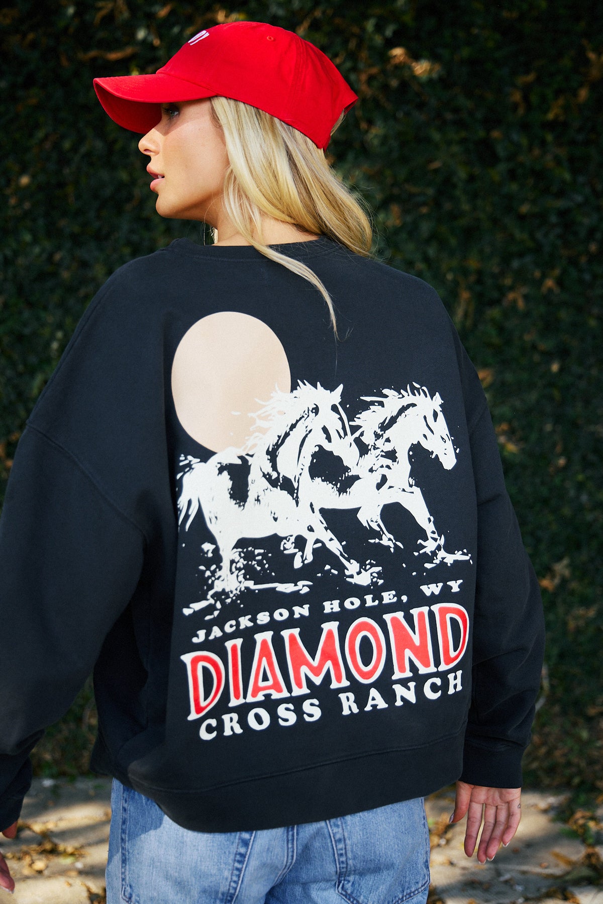 Midnight Black Crewneck | Diamond cross ranch Jackson Wild Sweatshirt