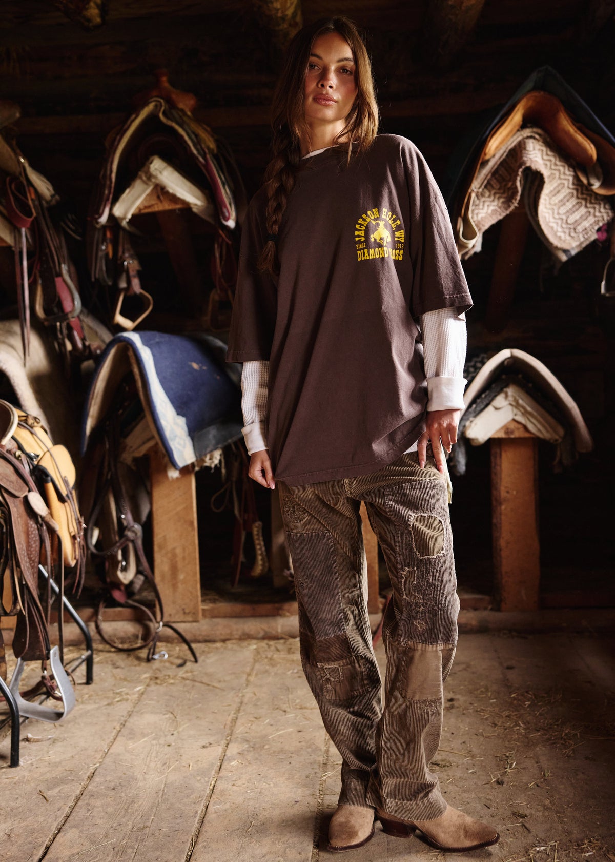 Sun Faded Black & Rodeo Gold | Buckin Tee