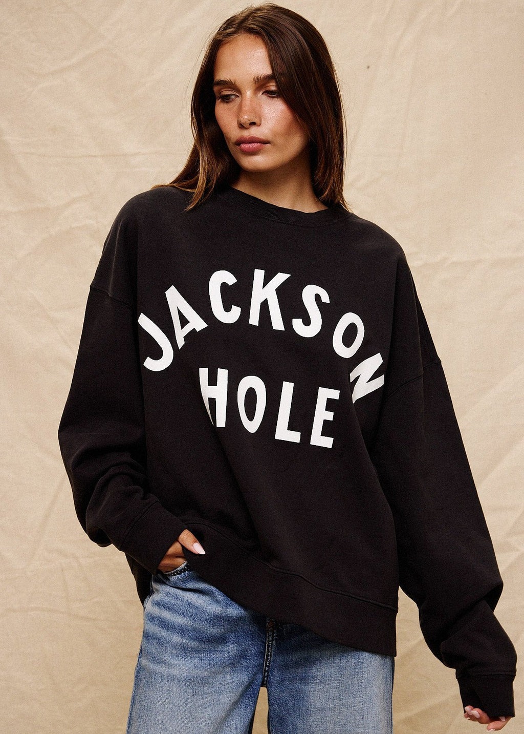 Black Jackson Hole | Diamond Cross Ranch Classic Crewneck Sweatshirt