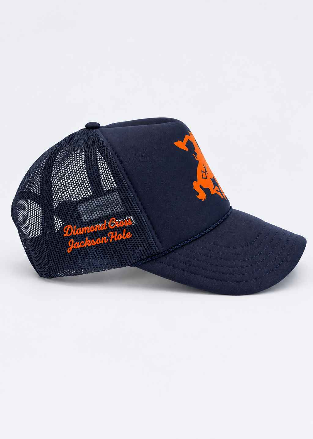 Navy Cap & Orange | Branded Bronc Trucker