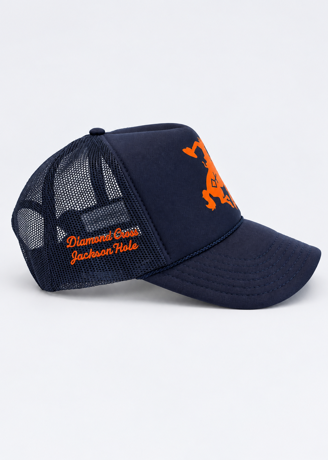Navy Cap & Orange | Branded Bronc Trucker