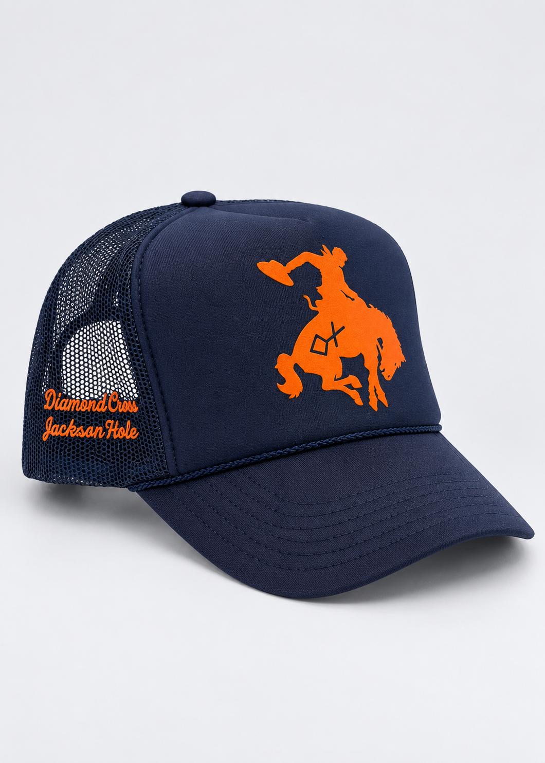 Navy Cap & Orange | Branded Bronc Trucker