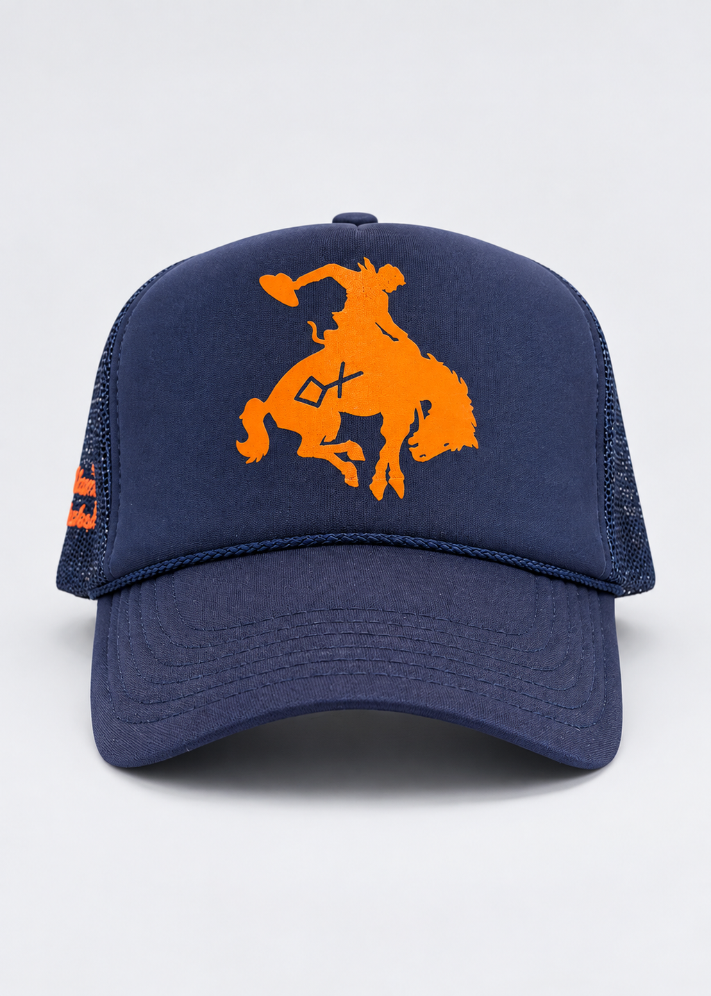 Navy Cap & Orange | Branded Bronc Trucker