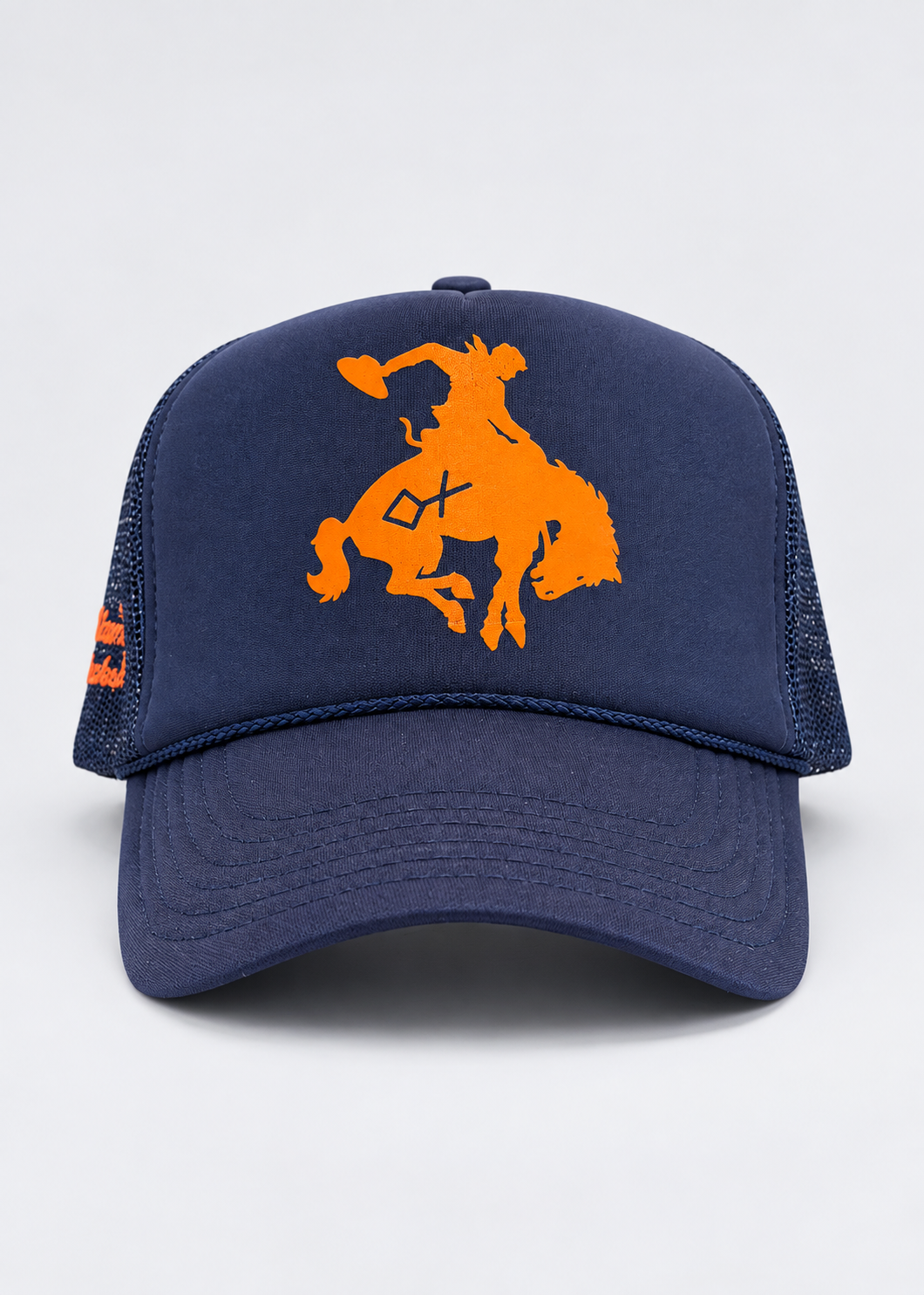 Navy Cap & Orange | Branded Bronc Trucker
