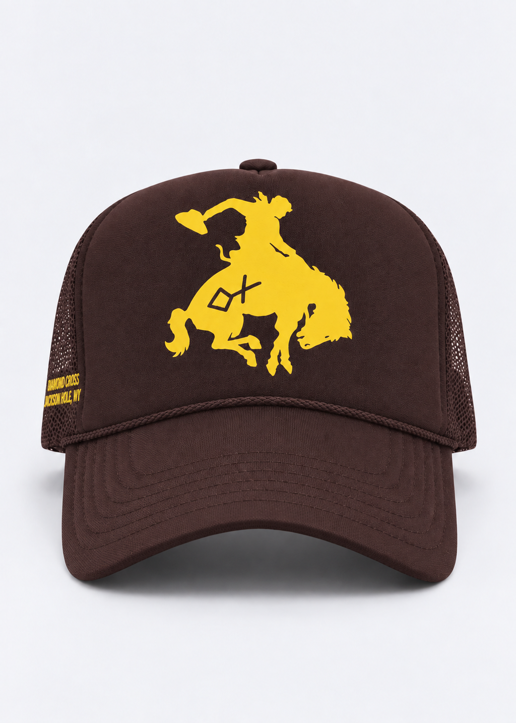 Brown Cap & Yellow Logo | Branded Bronc Trucker