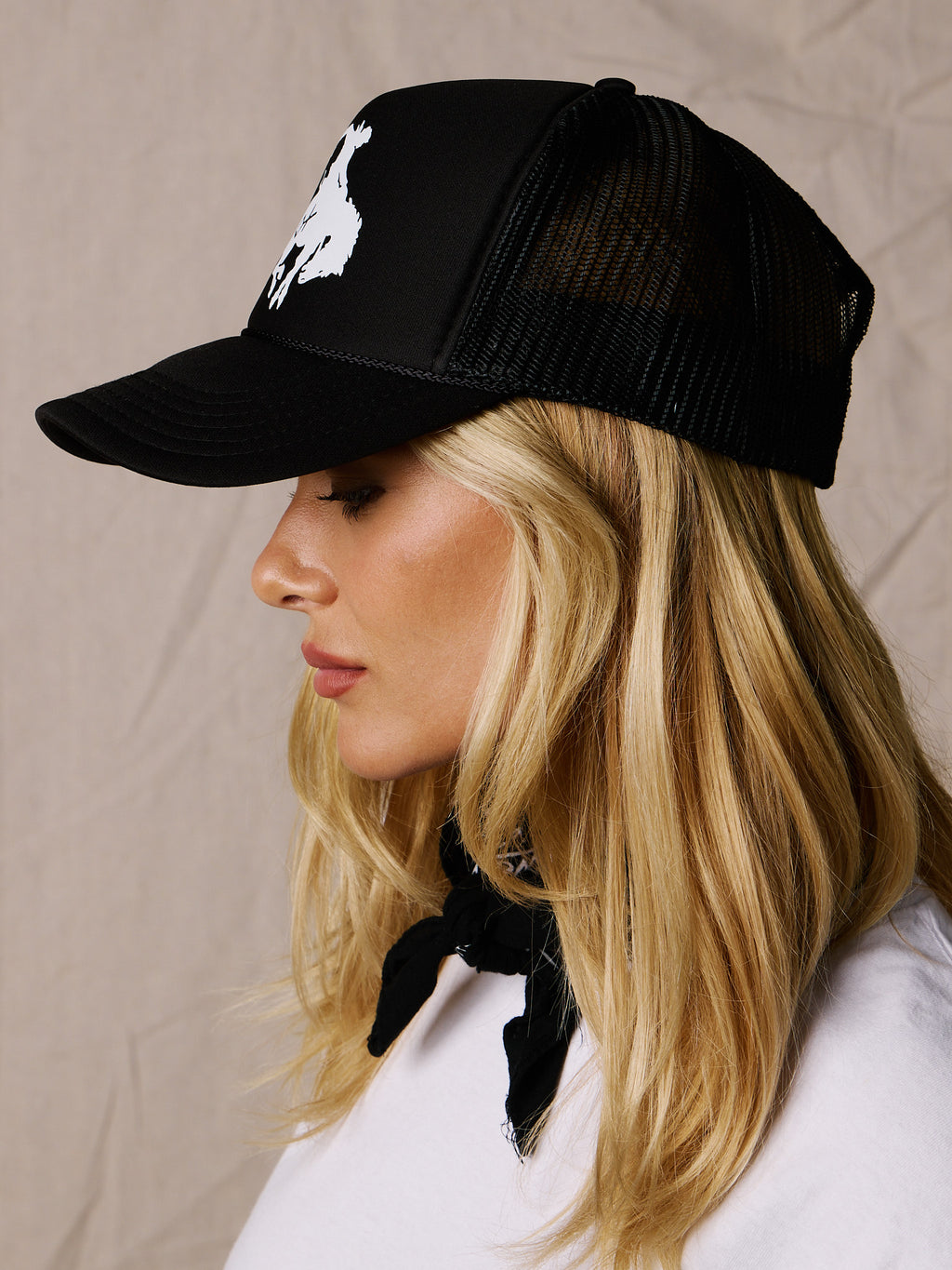 Black Cap & White | Branded Bronc Trucker