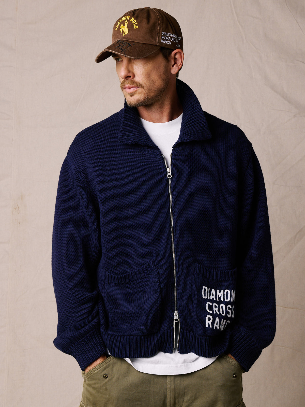 Navy & White (Preorder) | Wyoming Zip Sweater (Preorder)