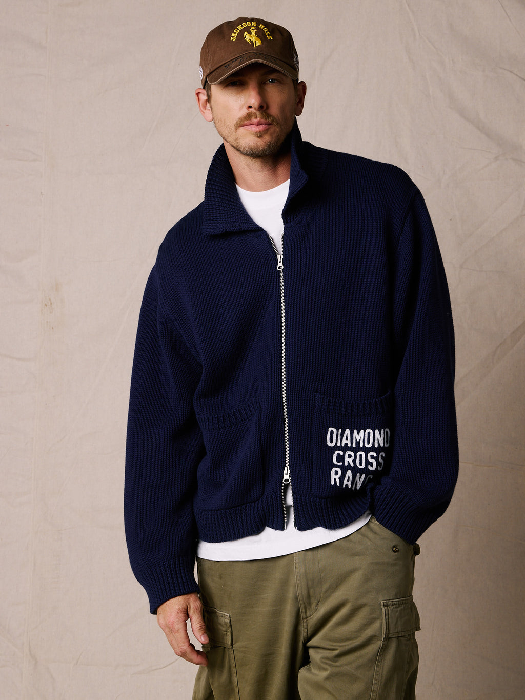 Navy & White (Preorder) | Wyoming Zip Sweater (Preorder)