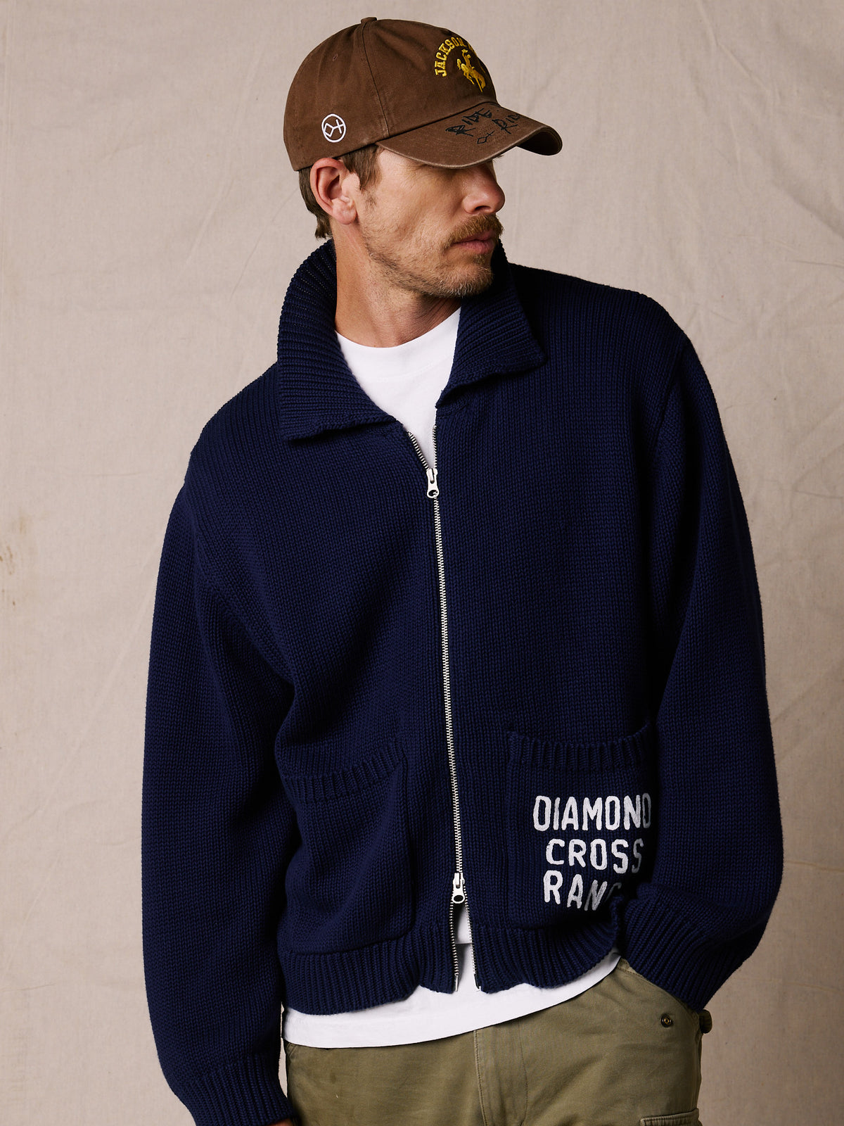 Navy & White (Preorder) | Wyoming Zip Sweater (Preorder)