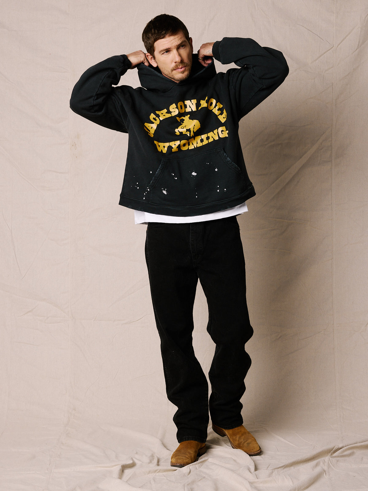 Sun Faded Black Distressed Jackson (Preorder) | The Outlaw Hoodie