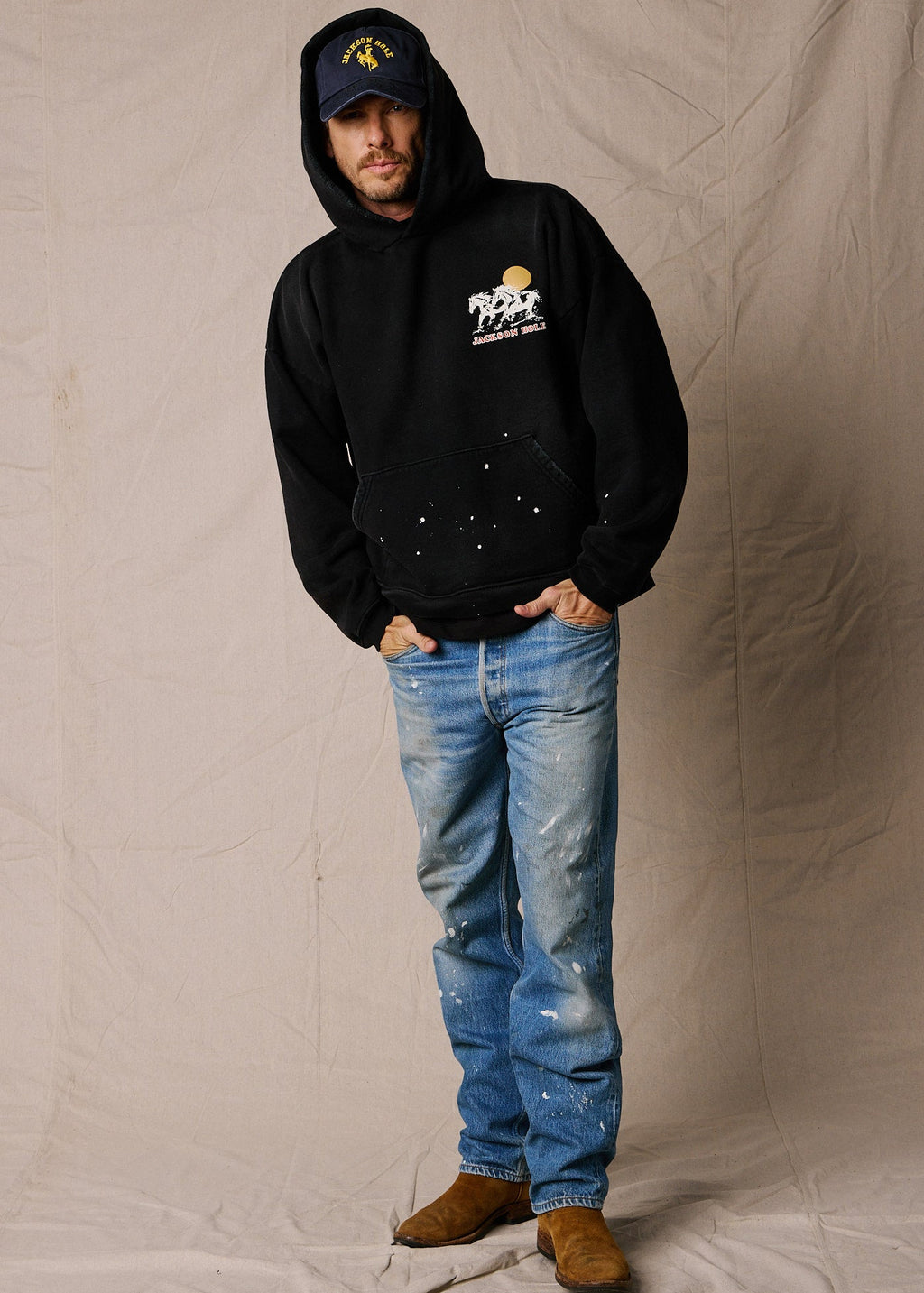 Black Wild w Paint Distressed | The Outlaw Hoodie