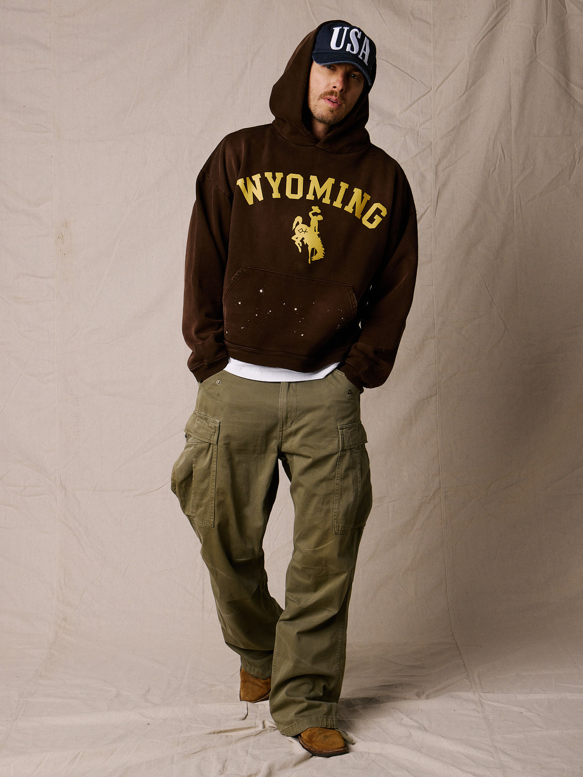Wyoming Brown w Paint Splats | The Outlaw Hoodie