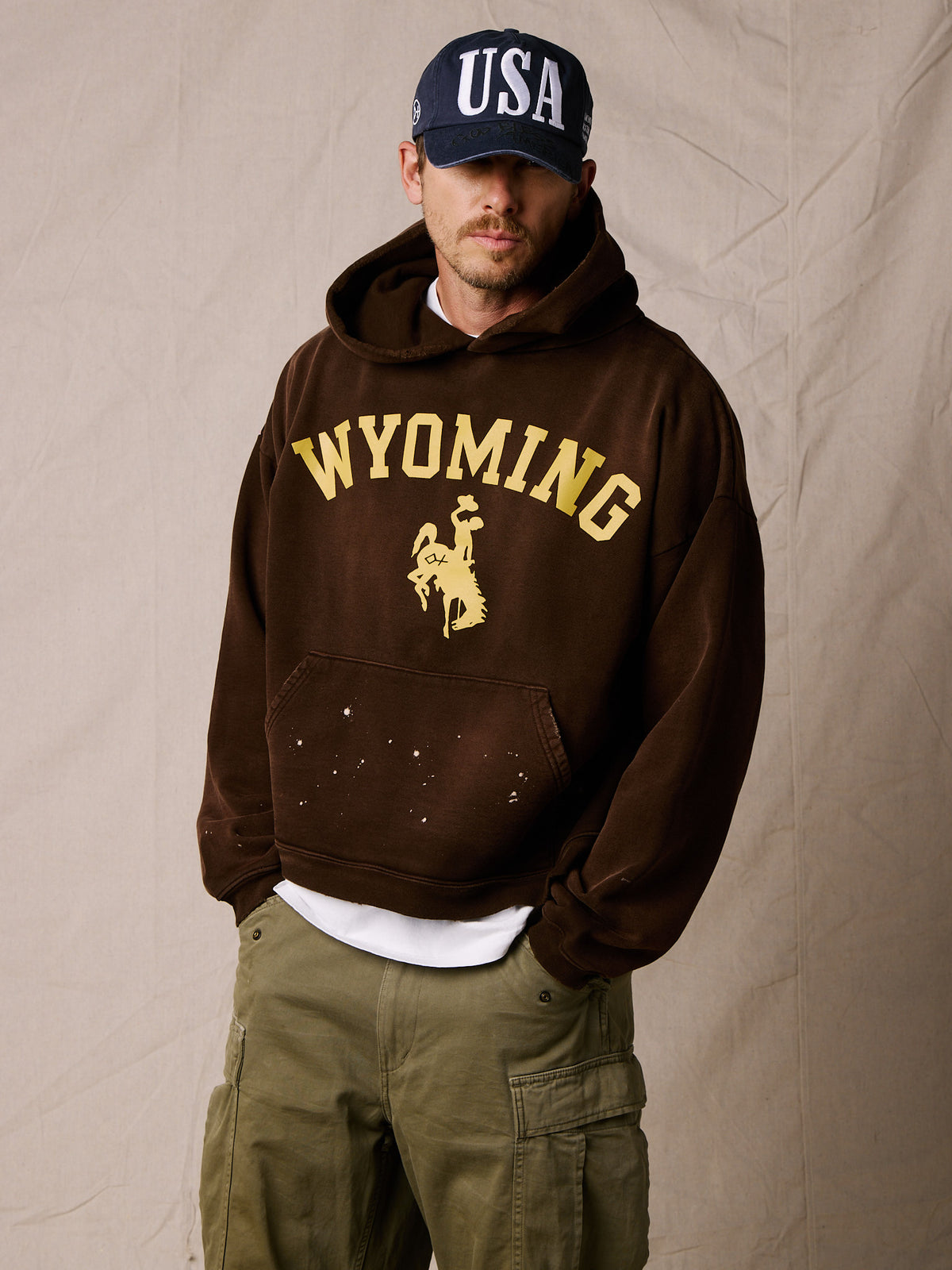 Wyoming Brown w Paint Splats | The Outlaw Hoodie