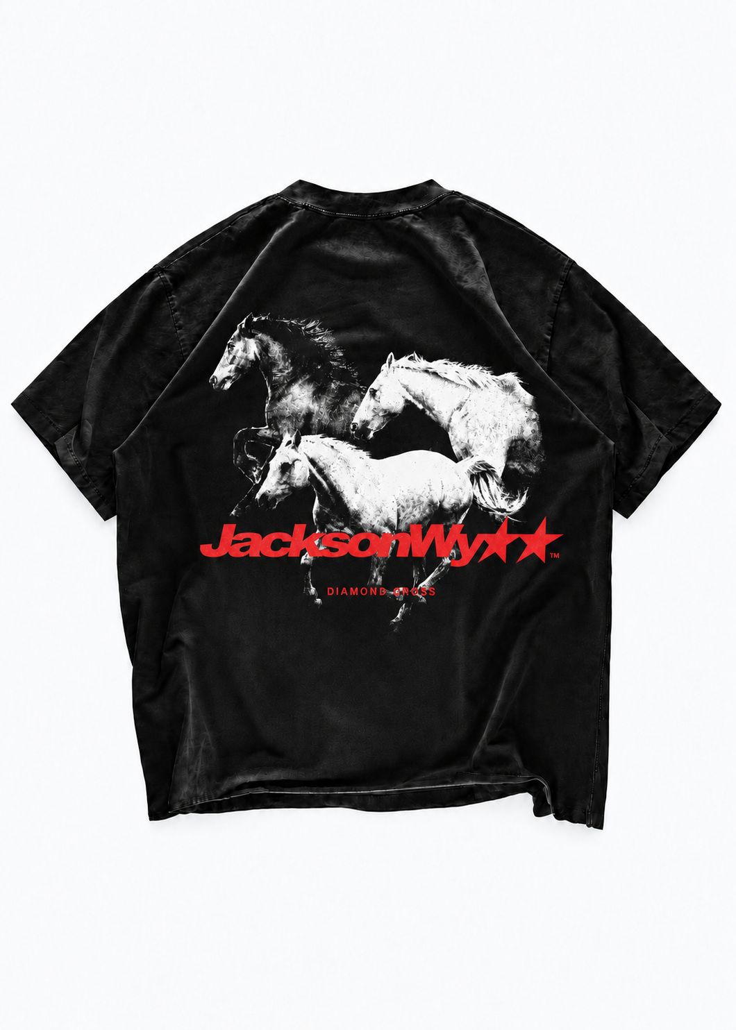 Black & Red | Diamond Cross 3 Horses Tshirt Unisex