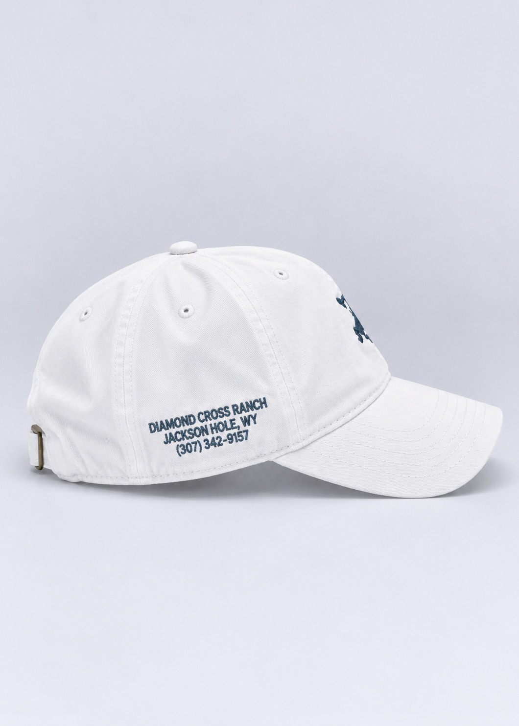 White + Ice Blue Logo | Diamond cross ranch dad caps