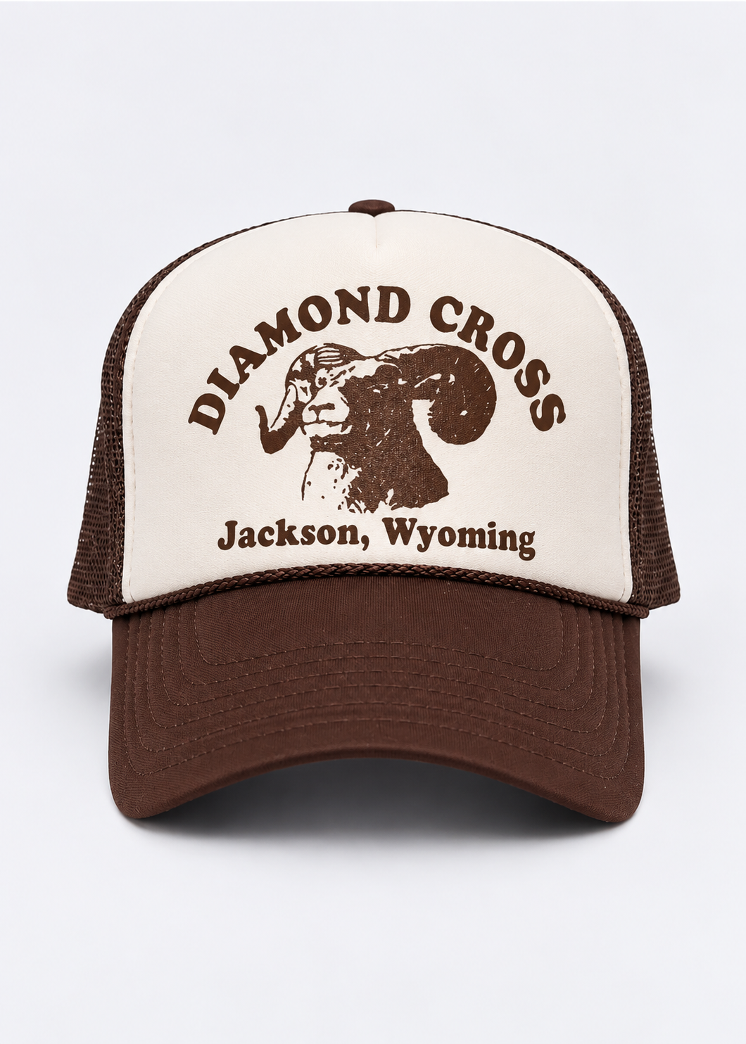 Brown & White | Diamond cross ranch GOAT Trucker cap