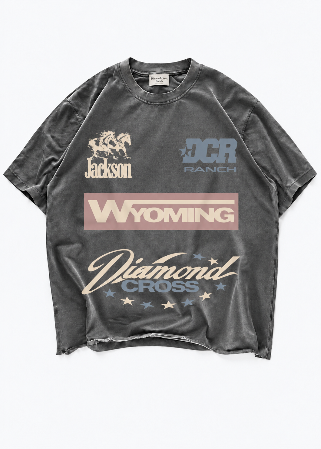 Faded Black | Diamond Cross Moto Tshirt Unisex