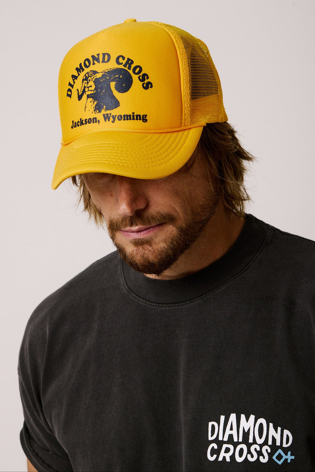 Yellow | Diamond cross ranch GOAT Trucker cap