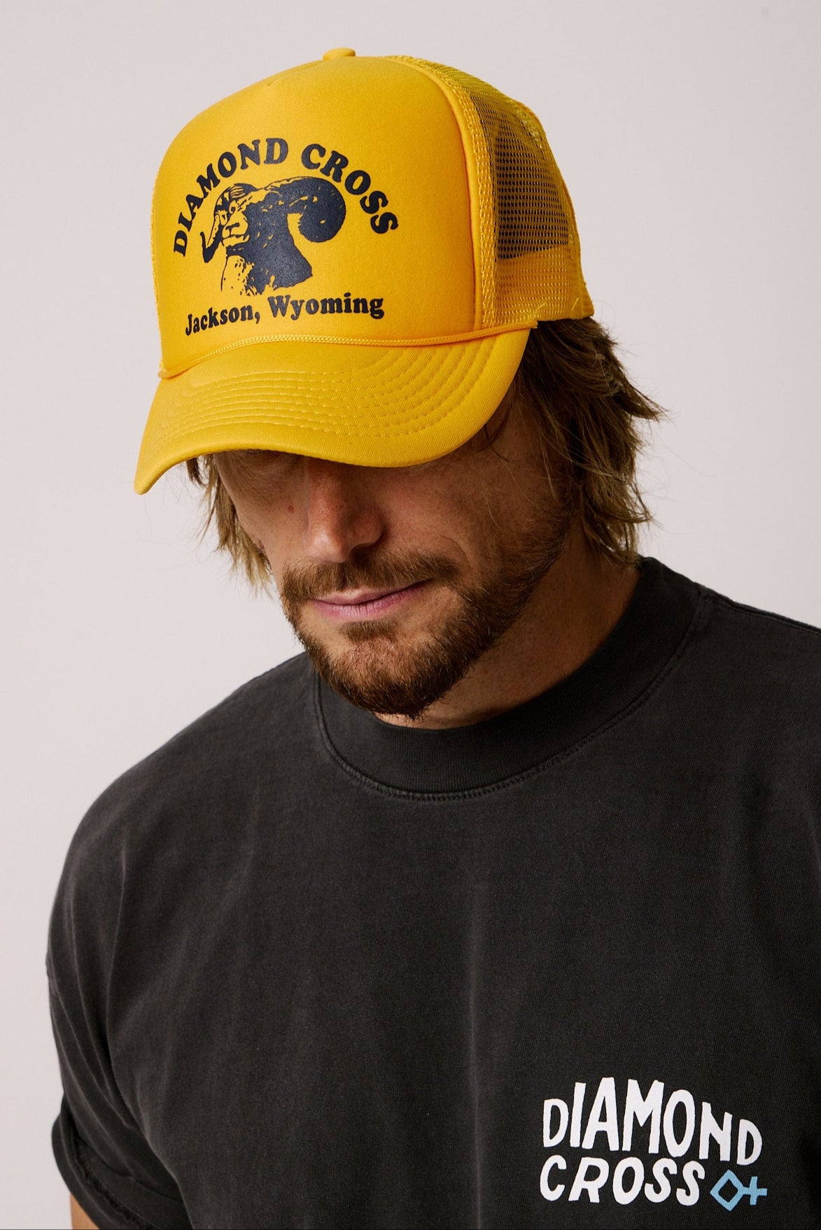 Yellow | Diamond cross ranch GOAT Trucker cap
