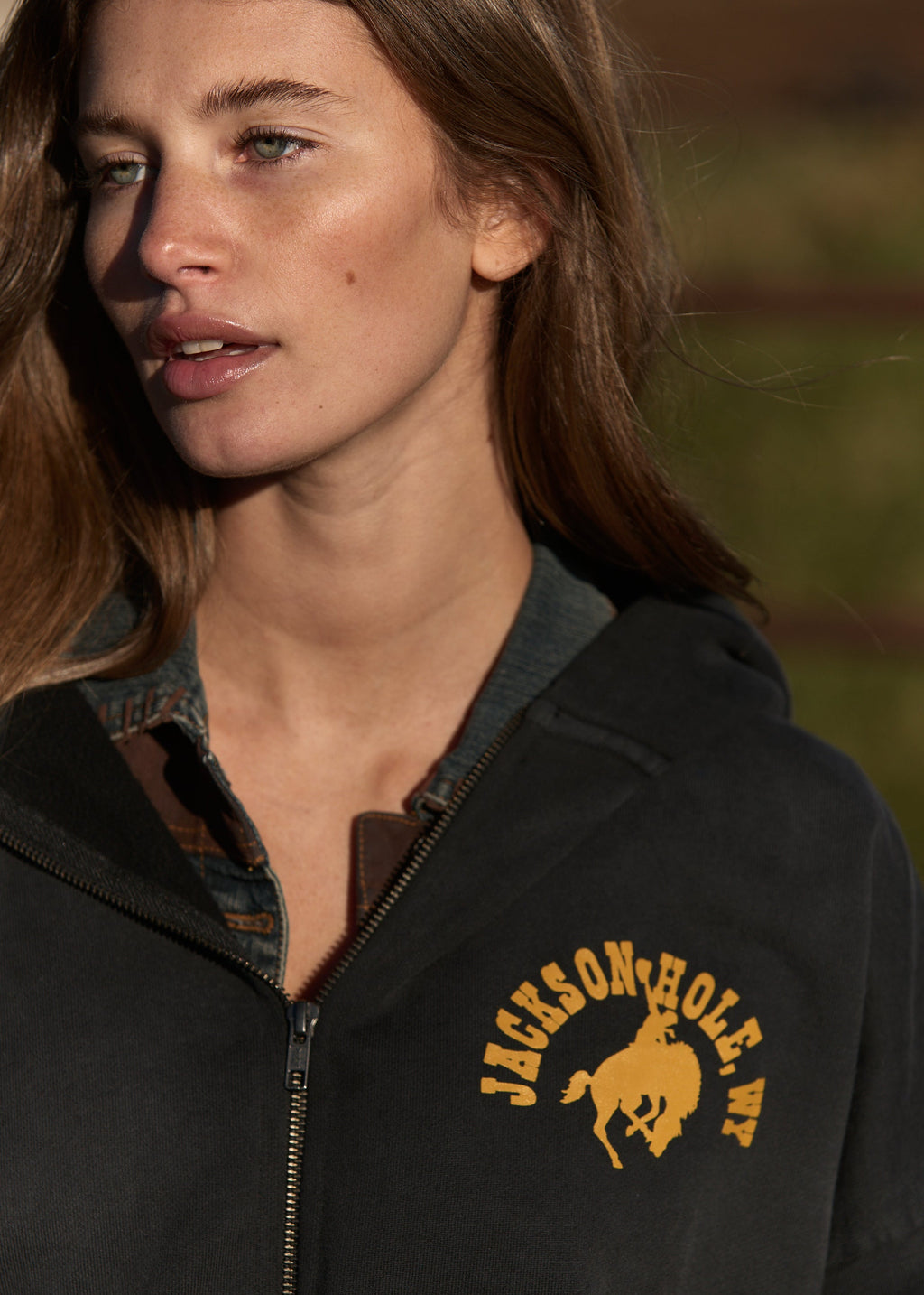 Black - Yellow Buckin | Sun Faded Zip Hoodies