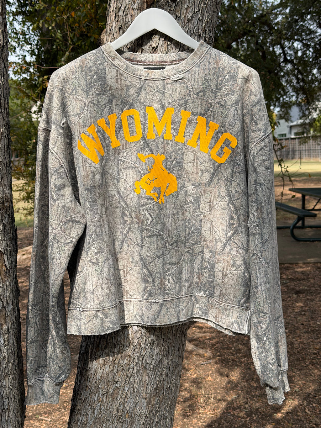 Distressed Camo Crewneck