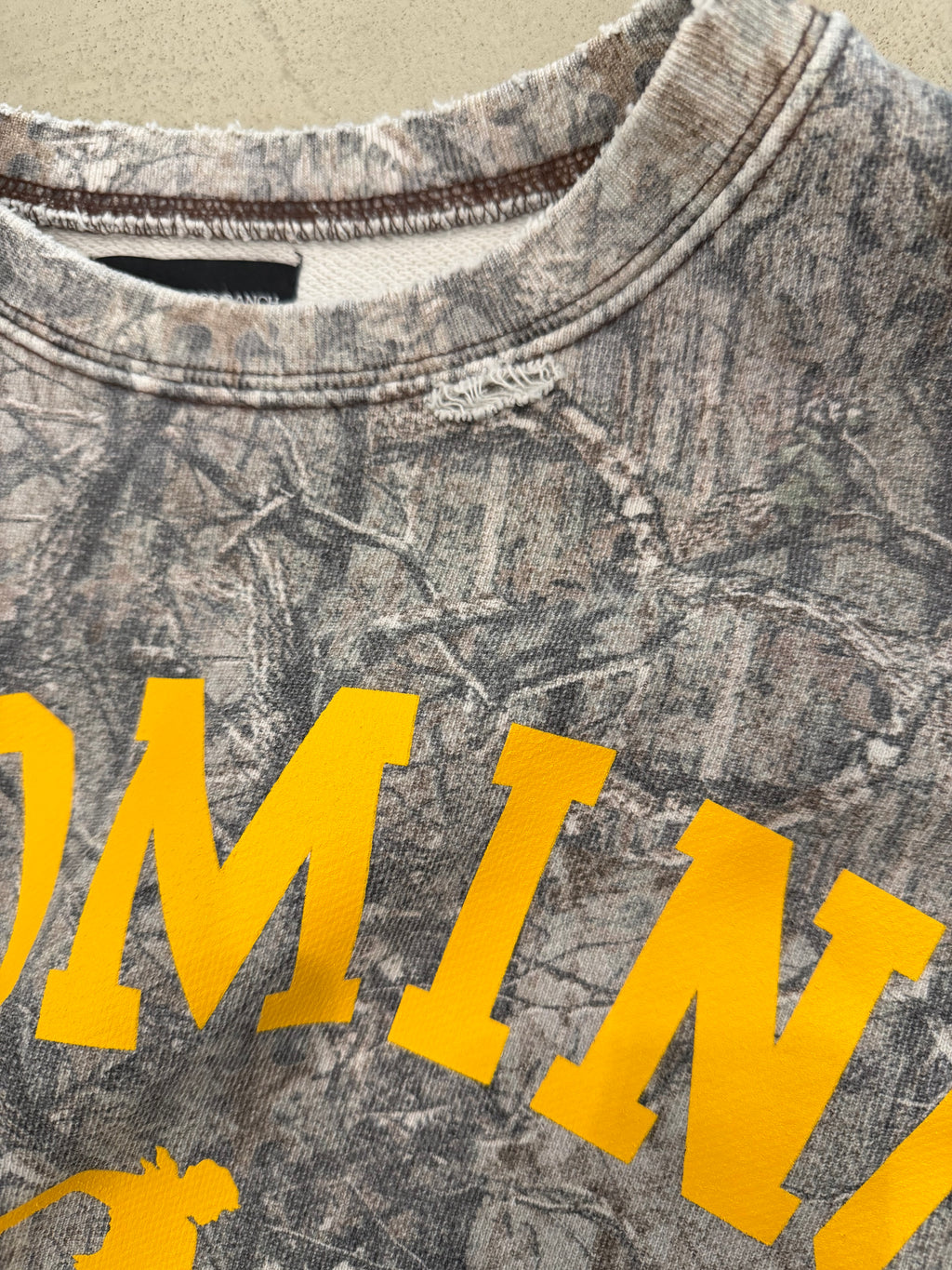 Distressed Camo Crewneck