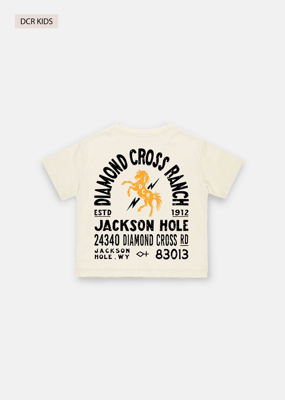 Vintage White | Diamond cross ranch kids white t-shirt