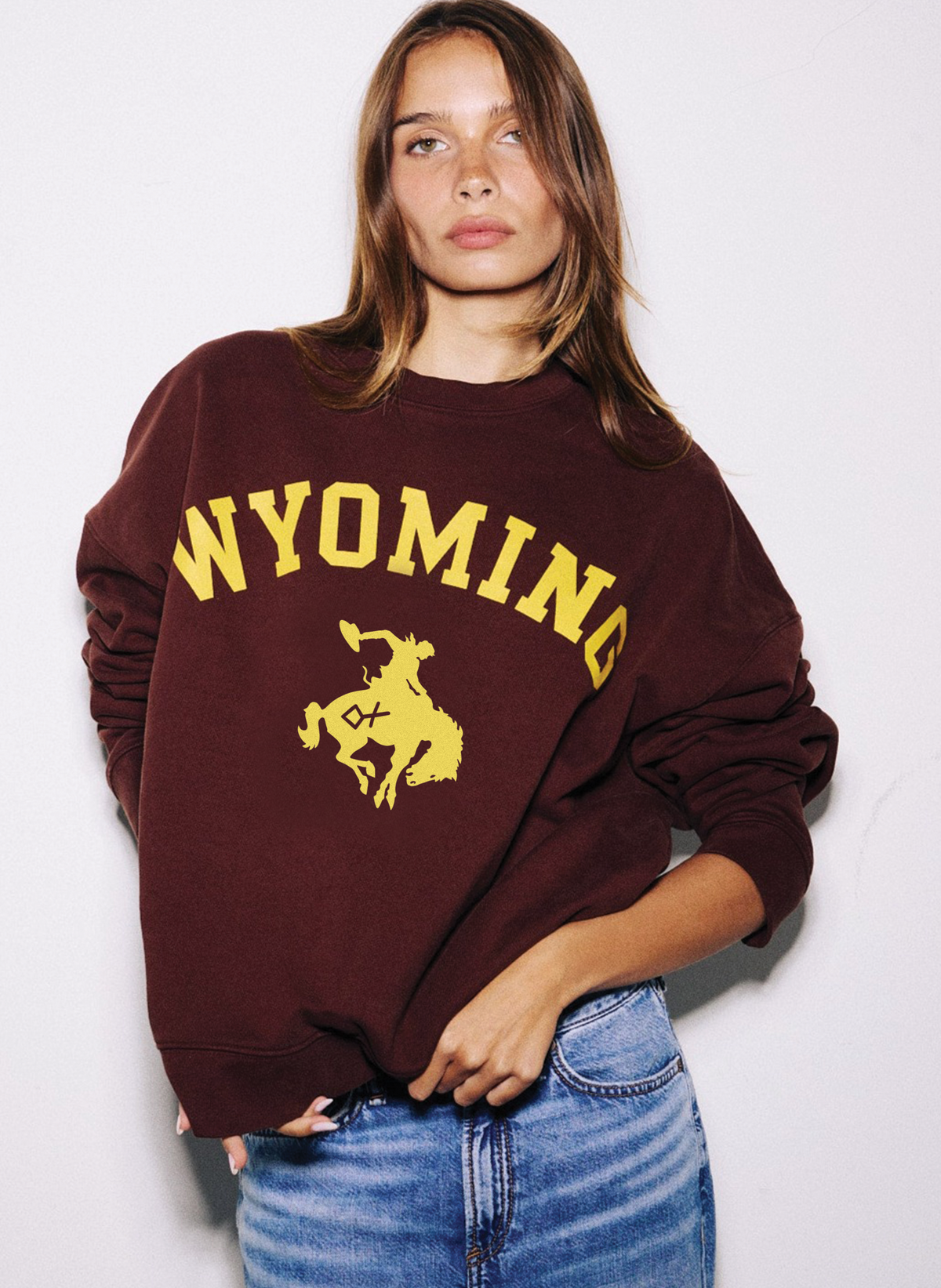 Brown Wyoming Cowboy | Classic Crewneck