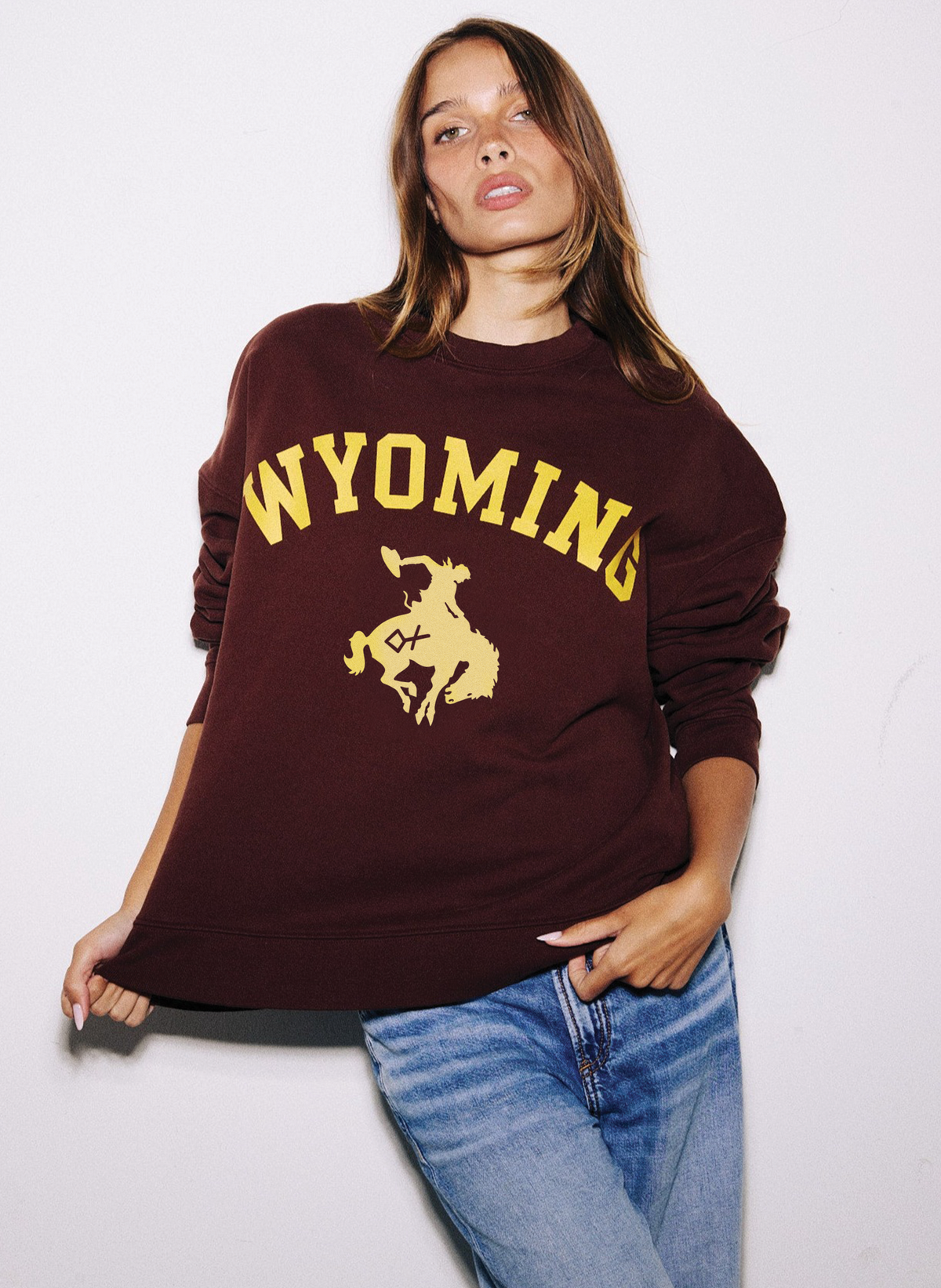 Brown Wyoming Cowboy | Classic Crewneck