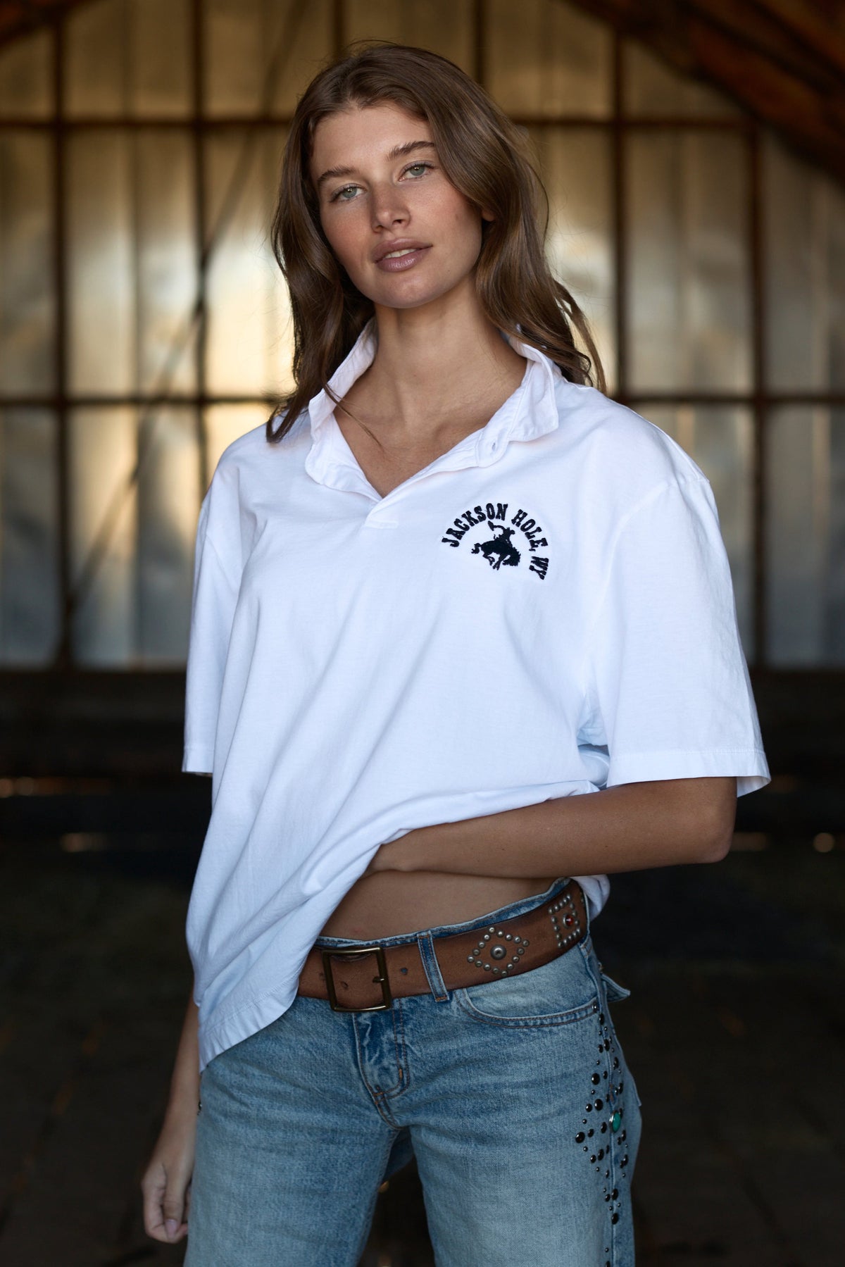 White Unisex Polo | Jackson Hole Preppy Polo