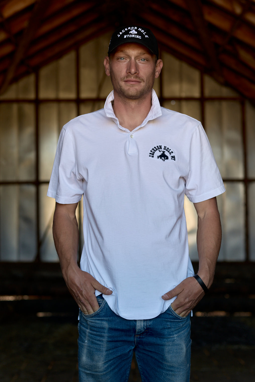 White Unisex Polo | Jackson Hole Preppy Polo